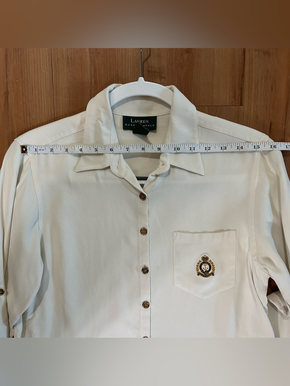 Lauren Ralph Lauren Cream Long-Sleeve Button Shirt with Crest Pocket - Picture 3 of 8